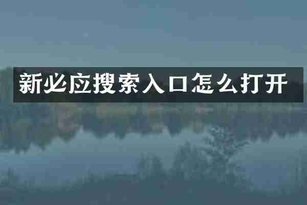 新必应搜索入口怎么打开