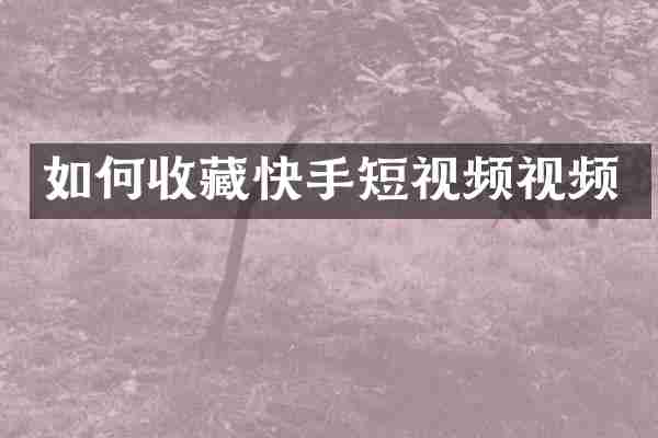 如何收藏快手短视频视频