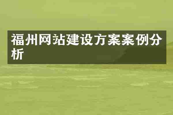 福州网站建设方案案例分析