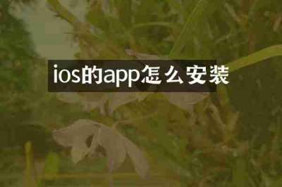 ios的app怎么安装