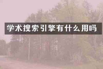 学术搜索引擎有什么用吗