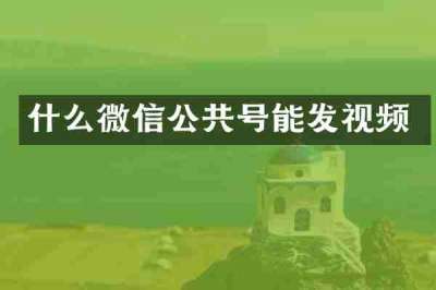 什么微信公共号能发视频