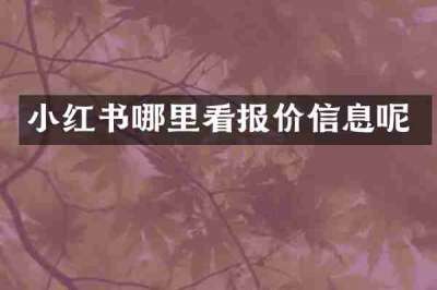 小红书哪里看报价信息呢