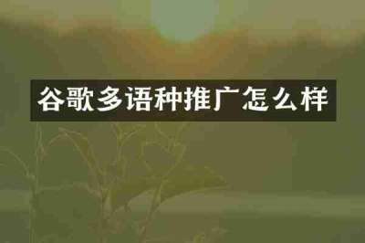 谷歌多语种推广怎么样