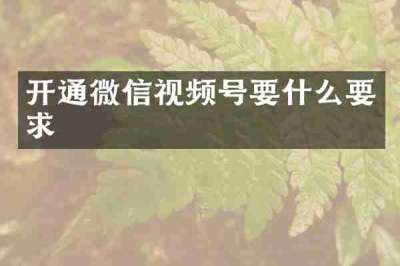开通微信视频号要什么要求