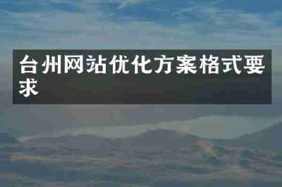 台州网站优化方案格式要求