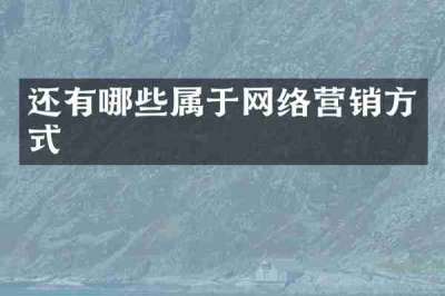 还有哪些属于网络营销方式