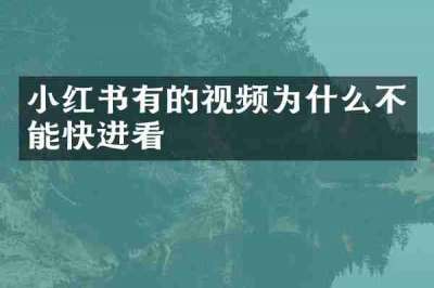 小红书有的视频为什么不能快进看