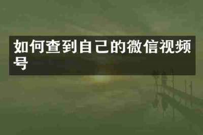 如何查到自己的微信视频号