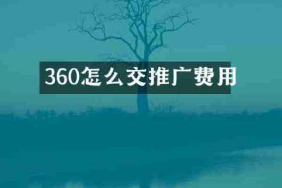 360怎么交推广费用