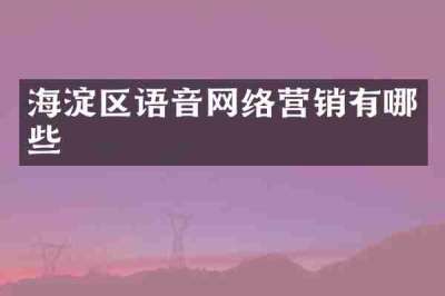 海淀区语音网络营销有哪些