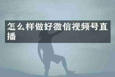 怎么样做好微信视频号直播
