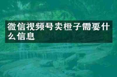 微信视频号卖橙子需要什么信息