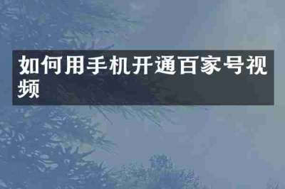 如何用手机开通百家号视频