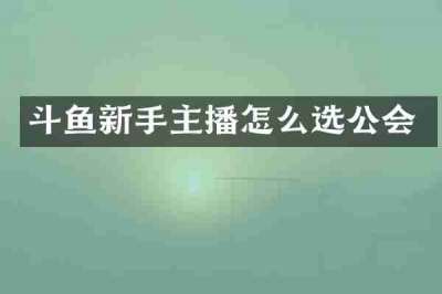 斗鱼新手主播怎么选公会