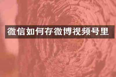 微信如何存微博视频号里