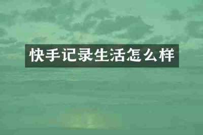 快手记录生活怎么样