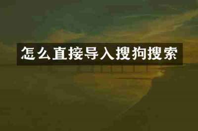 怎么直接导入搜狗搜索