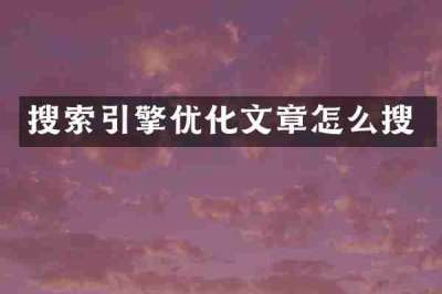 搜索引擎优化文章怎么搜