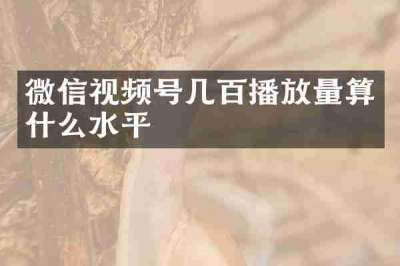 微信视频号几百播放量算什么水平