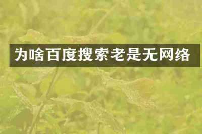 为啥百度搜索老是无网络