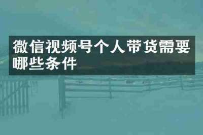 微信视频号个人带货需要哪些条件