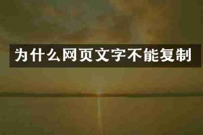 为什么网页文字不能复制