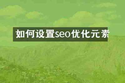 如何设置seo优化元素