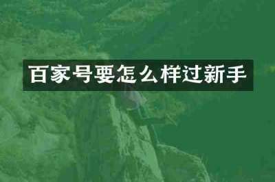 百家号要怎么样过新手