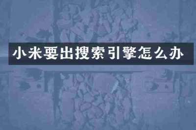 小米要出搜索引擎怎么办