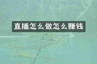 直播怎么做怎么赚钱