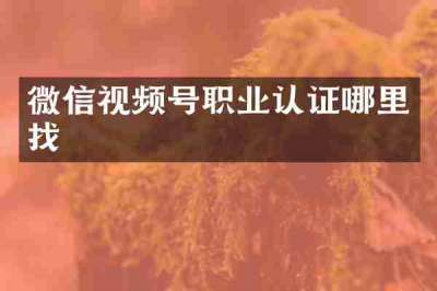 微信视频号职业认证哪里找