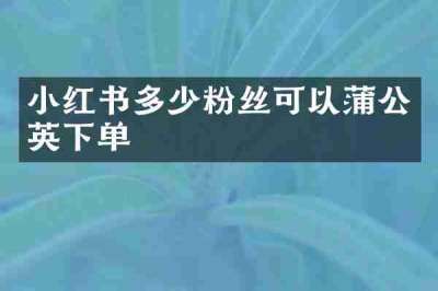 小红书多少粉丝可以蒲公英下单