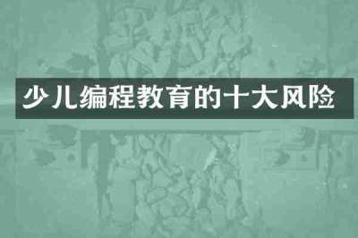 少儿编程教育的十大风险
