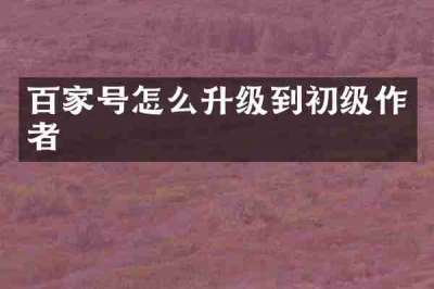 百家号怎么升级到初级作者