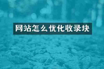 网站怎么优化收录块