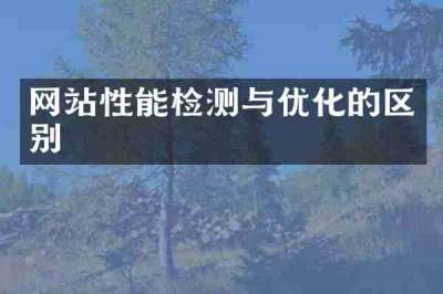 网站性能检测与优化的区别