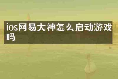 ios网易大神怎么启动游戏吗