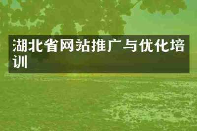 湖北省网站推广与优化培训