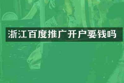 浙江百度推广开户要钱吗