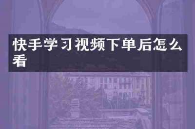 快手学习视频下单后怎么看