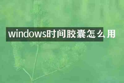 windows时间胶囊怎么用