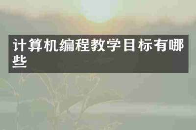 计算机编程教学目标有哪些