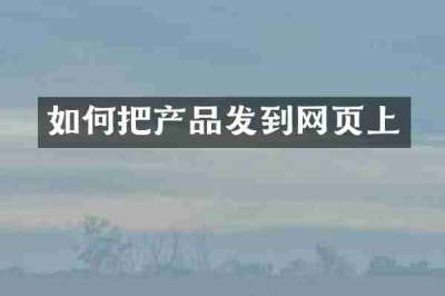 如何把产品发到网页上