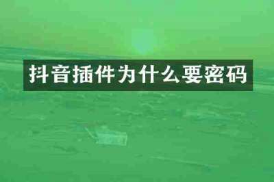 抖音插件为什么要密码