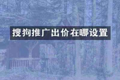 搜狗推广出价在哪设置
