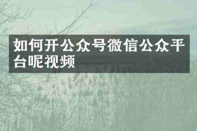 如何开公众号微信公众平台呢视频