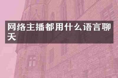 网络主播都用什么语言聊天