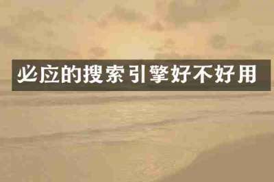 必应的搜索引擎好不好用
