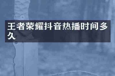王者荣耀抖音热播时间多久